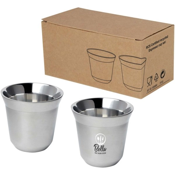 Immagine Set di tazze per caffè espresso in acciaio inossidabile certificato RCS da 80 ml Duo 