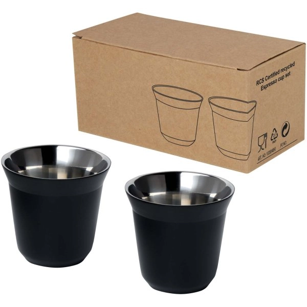 Immagine Set di tazze per caffè espresso in acciaio inossidabile certificato RCS da 80 ml Duo 