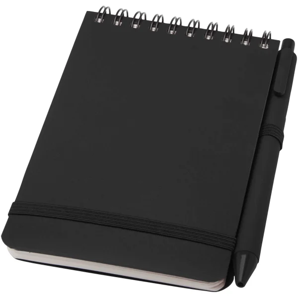 Immagine Blocco note formato A6 con copertina rigida in plastica recuperata in prossimità degli oceani e penna a sfera Thalaasa (inchiostro nero)