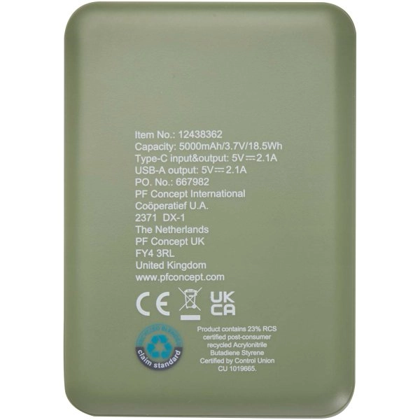 Immagine Power bank da 5000 mAh di Tipo C in plastica riciclata Asama