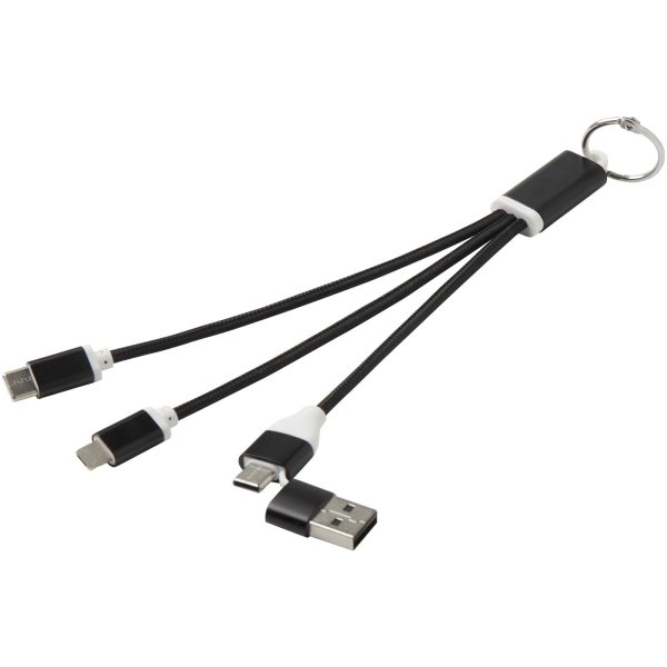 Immagine Cavo di ricarica in alluminio riciclato 4 in 1 con portachiavi Metal