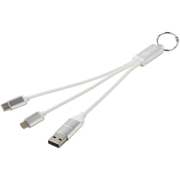 Immagine Cavo di ricarica in alluminio riciclato 4 in 1 con portachiavi Metal
