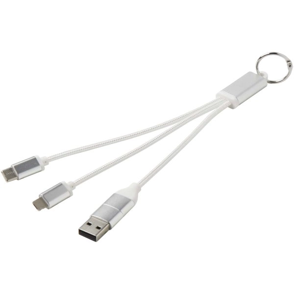 Immagine Cavo di ricarica in alluminio riciclato 4 in 1 con portachiavi Metal