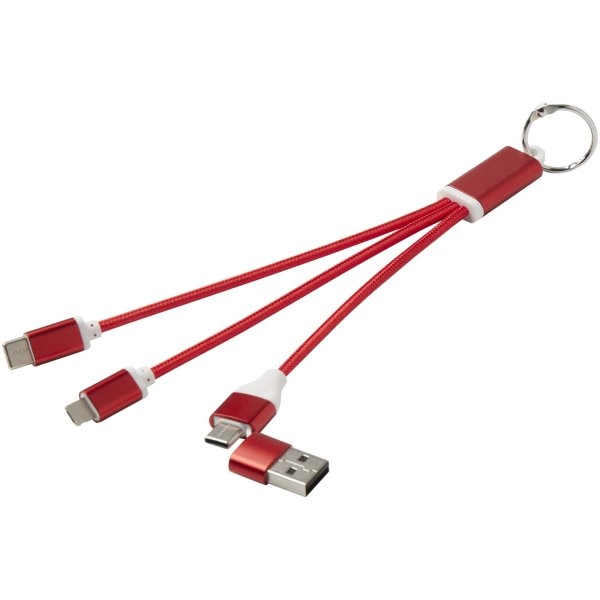 Immagine Cavo di ricarica in alluminio riciclato 4 in 1 con portachiavi Metal