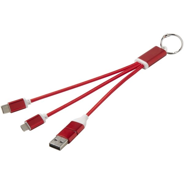 Immagine Cavo di ricarica in alluminio riciclato 4 in 1 con portachiavi Metal