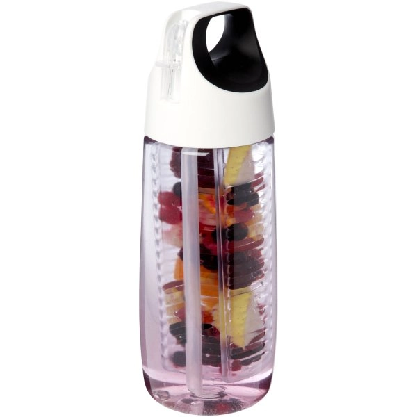 Immagine Borraccia sportiva in plastica riciclata da 700 ml con coperchio a scatto e infusore HydroFruit