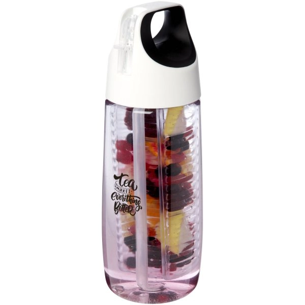 Immagine Borraccia sportiva in plastica riciclata da 700 ml con coperchio a scatto e infusore HydroFruit