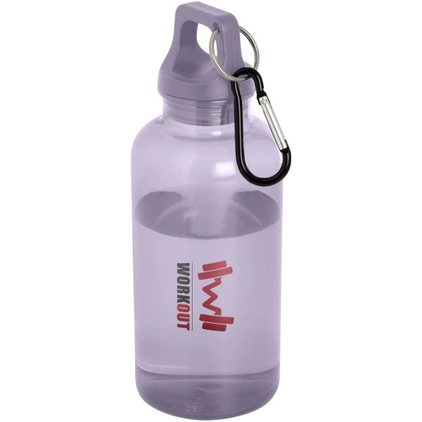 Immagine Borraccia in plastica riciclata certificata RCS da 400 ml con moschettone Oregon