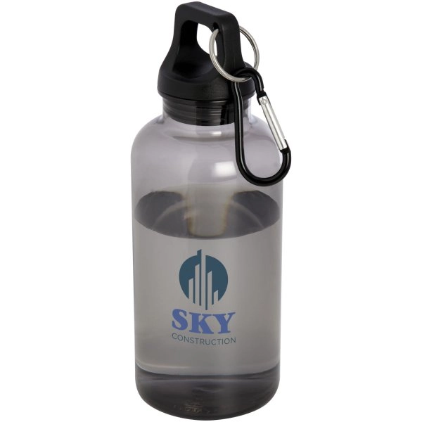 Immagine Borraccia in plastica riciclata certificata RCS da 400 ml con moschettone Oregon