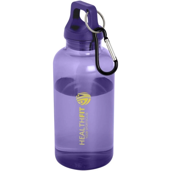 Immagine Borraccia in plastica riciclata certificata RCS da 400 ml con moschettone Oregon