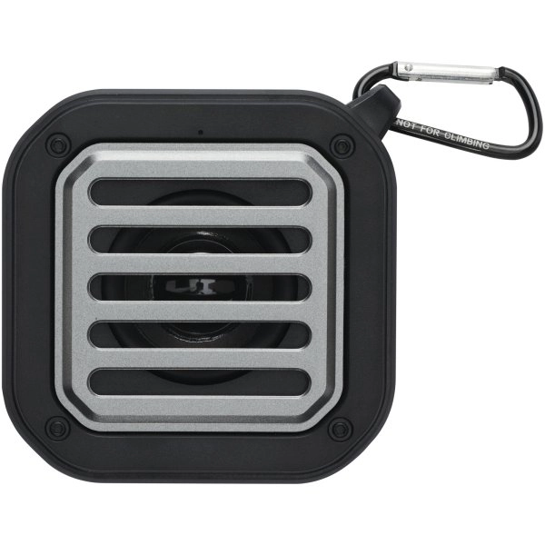 Immagine Speaker Bluetooth® IPX5 a ricarica solare in plastica riciclata RCS da 3 W con moschettone Solo 