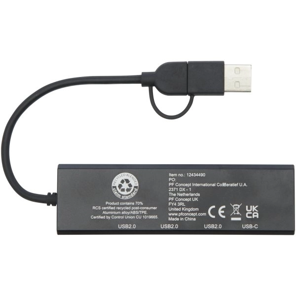 Immagine Hub USB 2.0 in alluminio riciclato RCS Rise