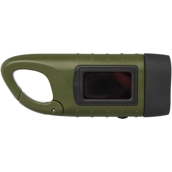 Immagine Torcia a dinamo solare con moschettone in plastica riciclata Helios