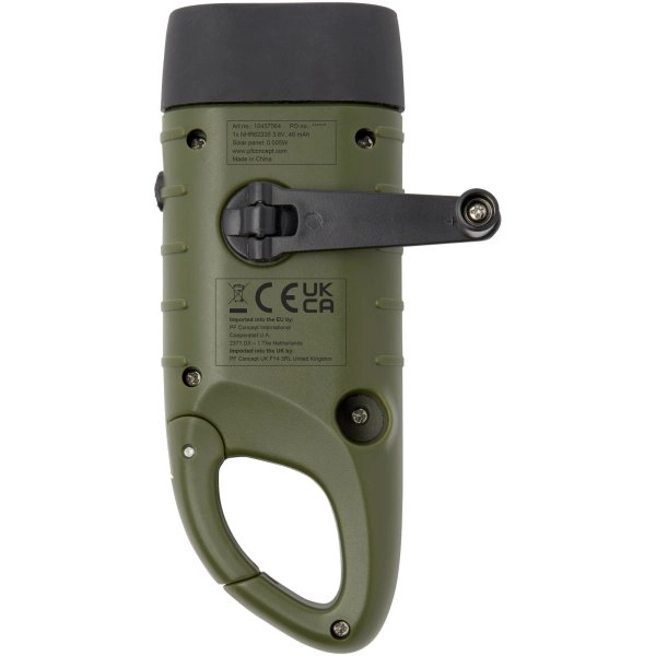 Immagine Torcia a dinamo solare con moschettone in plastica riciclata Helios
