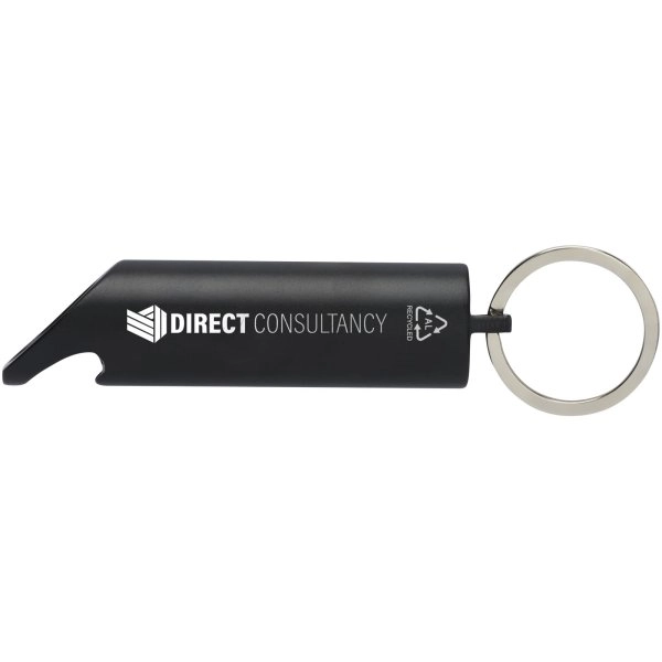 Immagine Portachiavi con torcia a LED e apribottiglie in alluminio riciclato IPX Flare