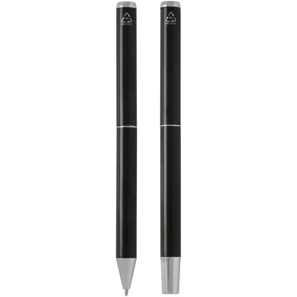 Immagine Set regalo con penna a sfera e penna roller in alluminio riciclato Lucetto (inchiostro nero)