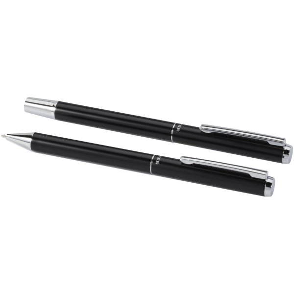 Immagine Set regalo con penna a sfera e penna roller in alluminio riciclato Lucetto (inchiostro nero)