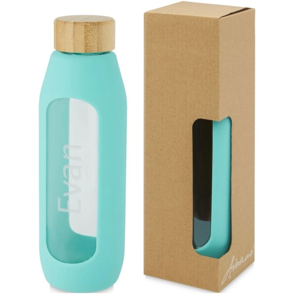 Immagine Borraccia in vetro borosilicato da 600 ml con impugnatura in silicone Tidan