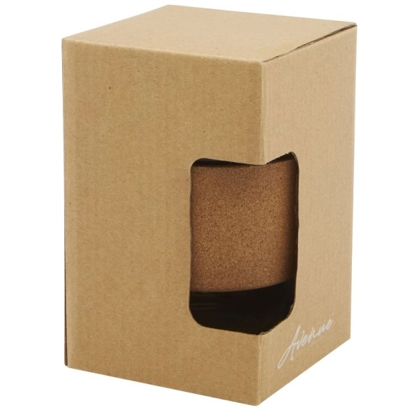 Immagine Bicchiere da 360 ml in vetro borosilicato con impugnatura in sughero e coperchio in silicone Lidan