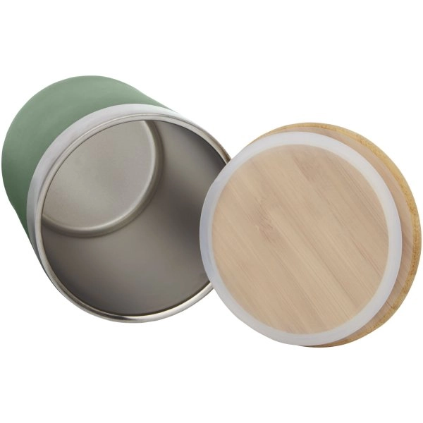 Immagine Bicchiere termico in acciaio inossidabile con isolamento sottovuoto in rame e coperchio in bambù da 330 ml Lagan