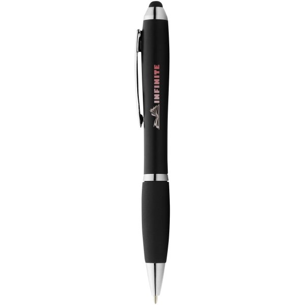 Immagine Penna a sfera colorata con stylus e impugnatura nera Nash (inchiostro blu)