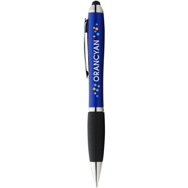 Immagine Penna a sfera colorata con stylus e impugnatura nera Nash (inchiostro blu)