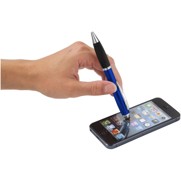 Immagine Penna a sfera colorata con stylus e impugnatura nera Nash (inchiostro blu)