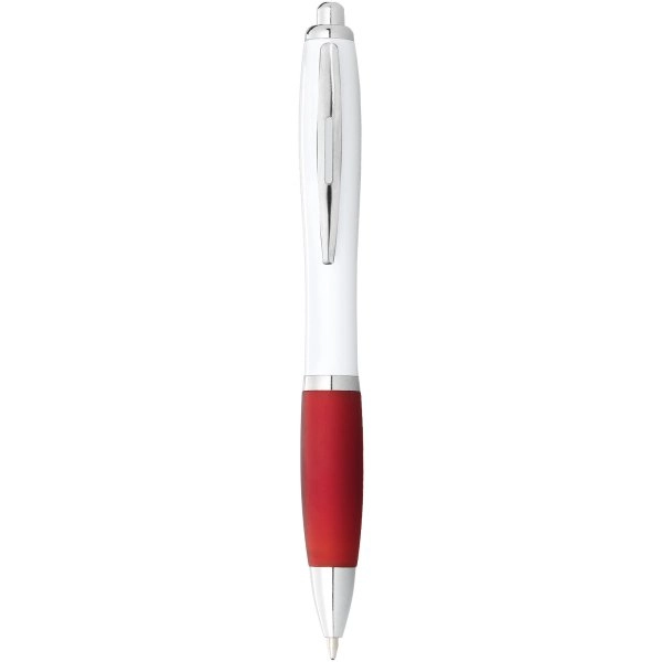 Immagine Penna a sfera con fusto bianco e impugnatura colorata Nash (inchiostro blu)