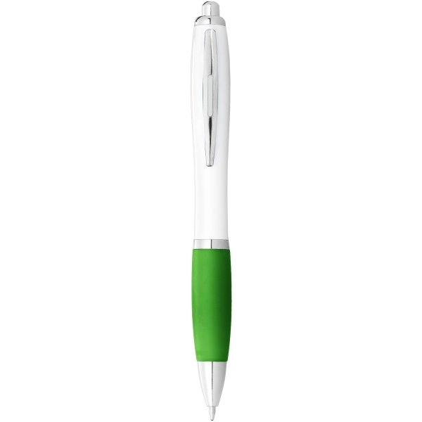 Immagine Penna a sfera con fusto bianco e impugnatura colorata Nash (inchiostro blu)