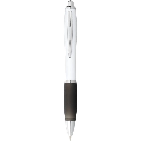 Immagine Penna a sfera con fusto bianco e impugnatura colorata Nash (inchiostro blu)