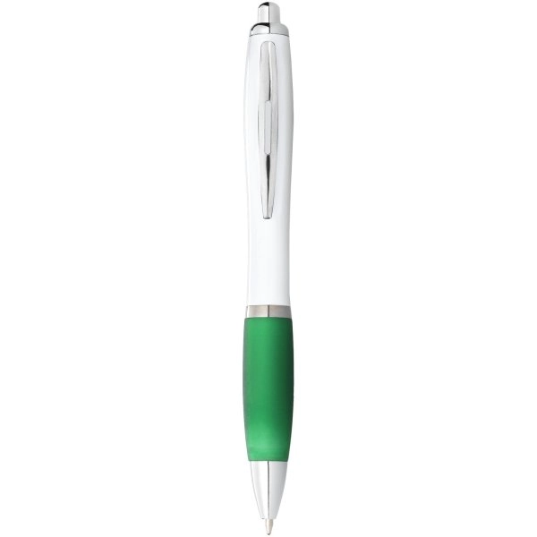 Immagine Penna a sfera con fusto bianco e impugnatura colorata Nash (inchiostro blu)