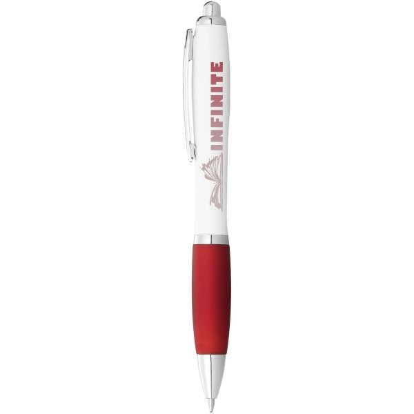 Immagine Penna a sfera con fusto bianco e impugnatura colorata Nash (inchiostro blu)