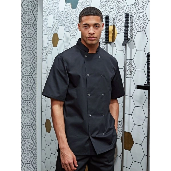 Immagine Studded Front Shorts Sleeve Chef's Jacket