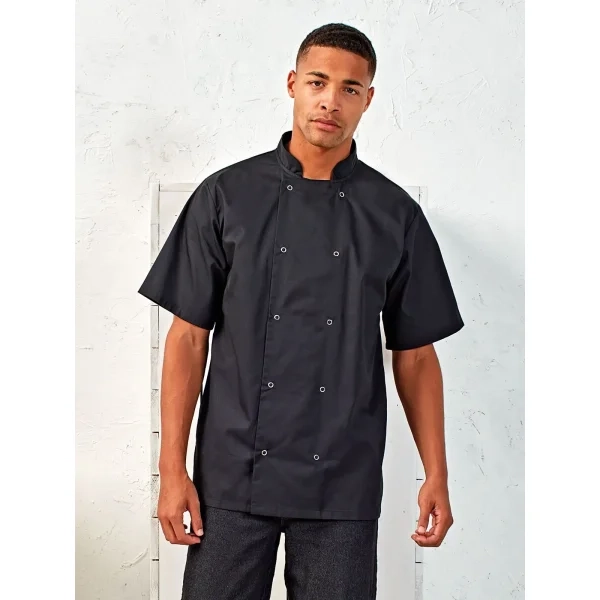 Studded Front Shorts Sleeve Chef's Jacket