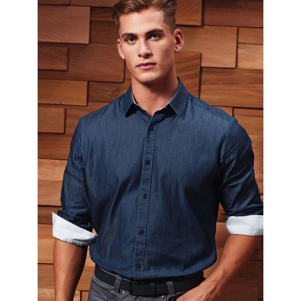 Immagine Men's Denim-Pindot Long Sleeve Shirt