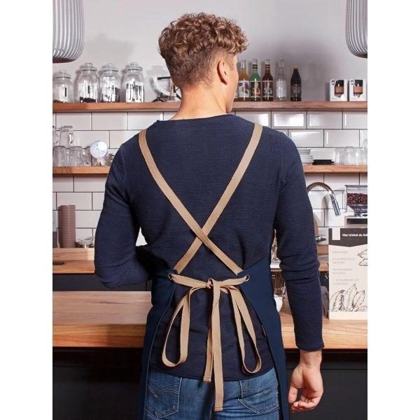 Immagine Bib Apron With Crossed Ribbons And Big Pocket