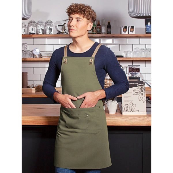 Immagine Bib Apron With Crossed Ribbons And Big Pocket