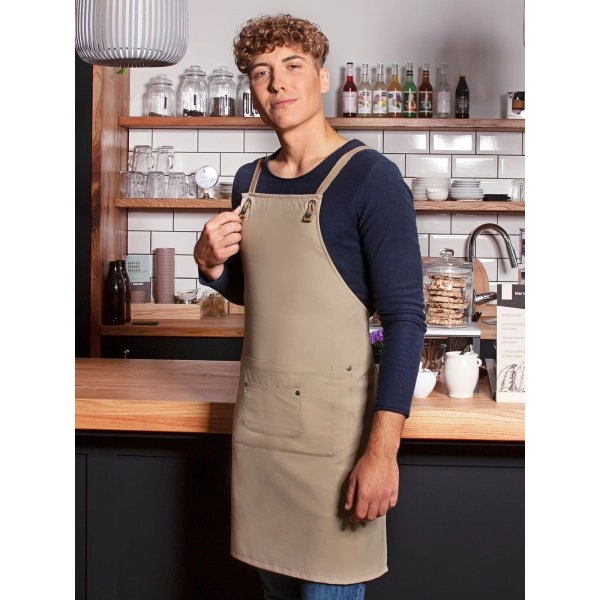 Immagine Bib Apron With Crossed Ribbons And Big Pocket