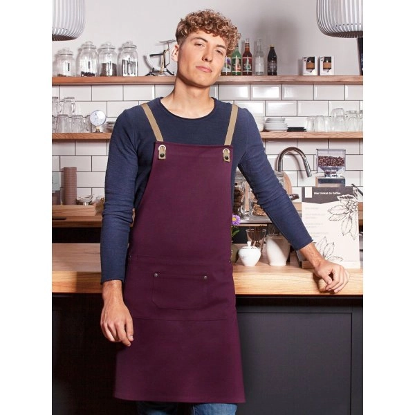 Immagine Bib Apron With Crossed Ribbons And Big Pocket