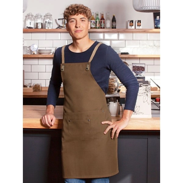 Immagine Bib Apron With Crossed Ribbons And Big Pocket