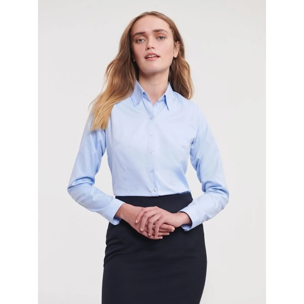 Immagine Ladies' Long Sleeve Tailored Herringbone Shirt
