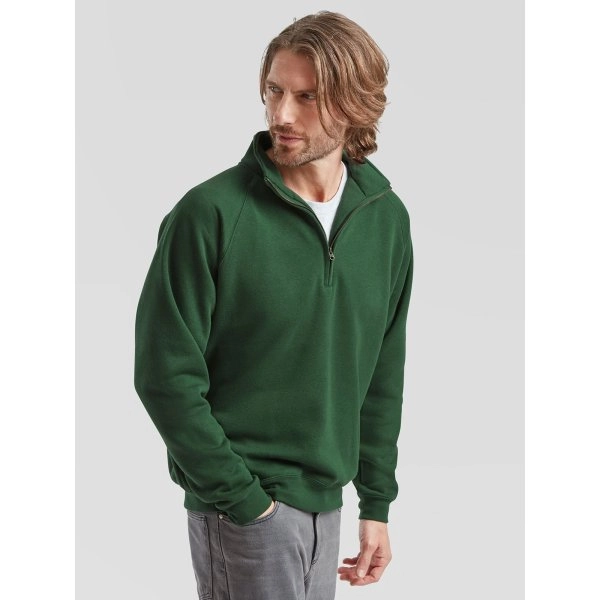 Immagine Felpa con maniche raglan, felpata internamente - Premium Zip Neck Sweat