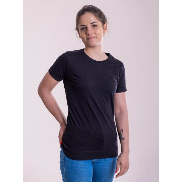 Immagine T-shirt donna slub con risvolto