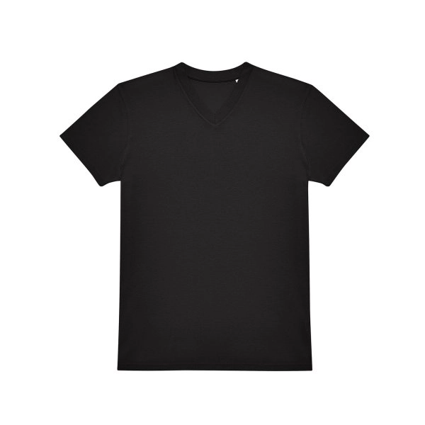 Immagine T-shirt con scollo a V in tessuto single jersey pre-ristretto e filato ad anelli - #E150 V