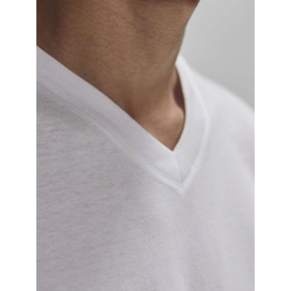 Immagine T-shirt con scollo a V in tessuto single jersey pre-ristretto e filato ad anelli - #E150 V