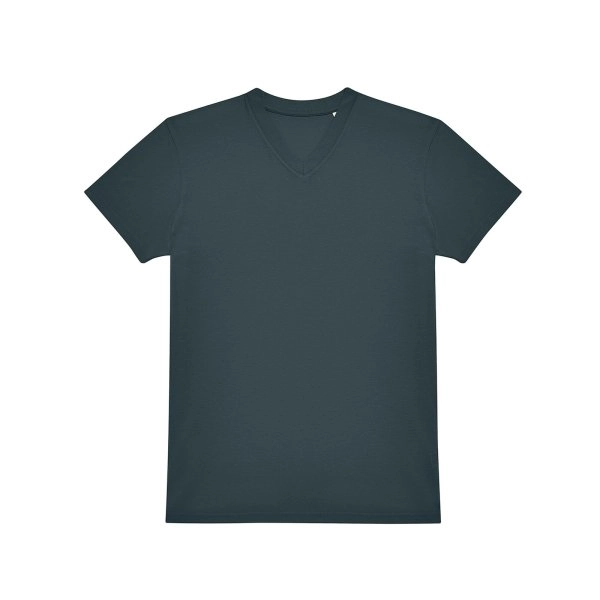 Immagine T-shirt con scollo a V in tessuto single jersey pre-ristretto e filato ad anelli - #E150 V