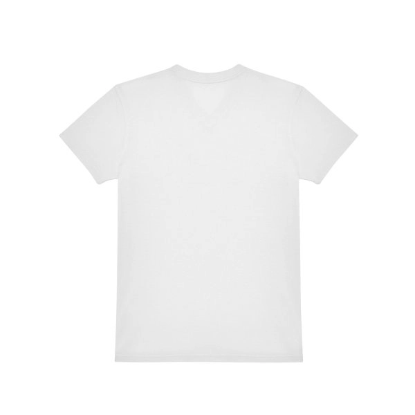 Immagine T-shirt con scollo a V in tessuto single jersey pre-ristretto e filato ad anelli - #E150 V