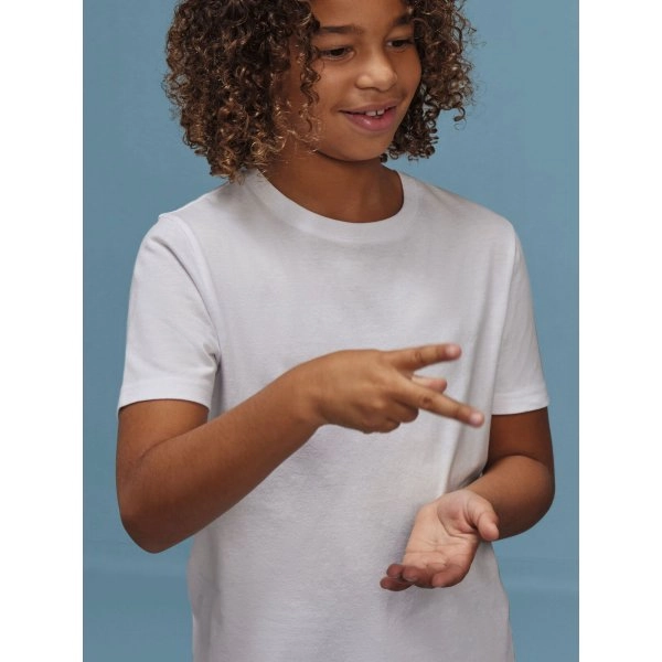 Immagine T-shirt girocollo tubolare a maniche corte da bambino, in cotone pre-ristretto e pettinato, morbida, confortevole - #E190 /kids