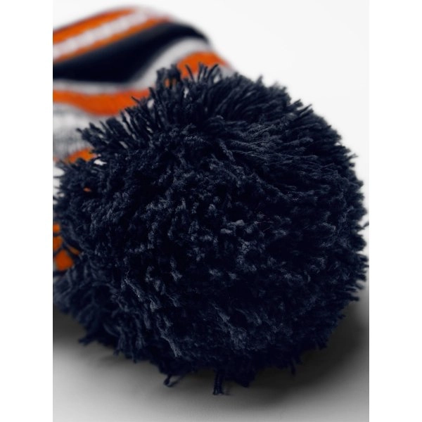 Immagine Berretto a righe multi -colore, maglia a doppio strato, con pom-pom a tinta unita - Multi-Sport Fan Beanie