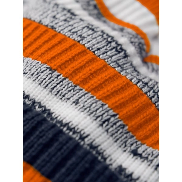 Immagine Berretto a righe multi -colore, maglia a doppio strato, con pom-pom a tinta unita - Multi-Sport Fan Beanie